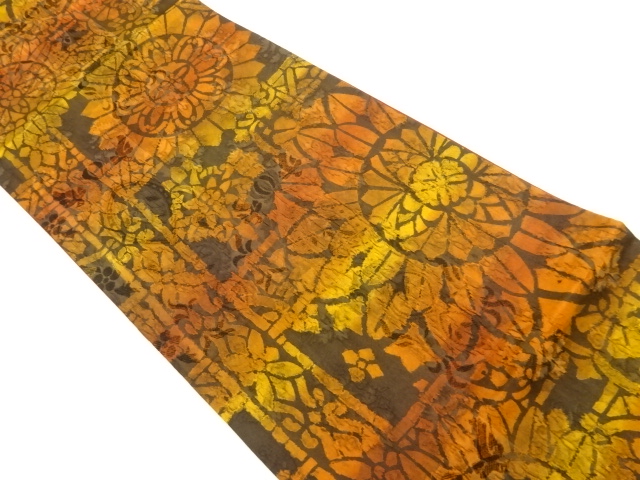 JAPANESE KIMONO / FUKURO OBI / ZENTSU / MATELASS / WOVEN FLOWER CREST 